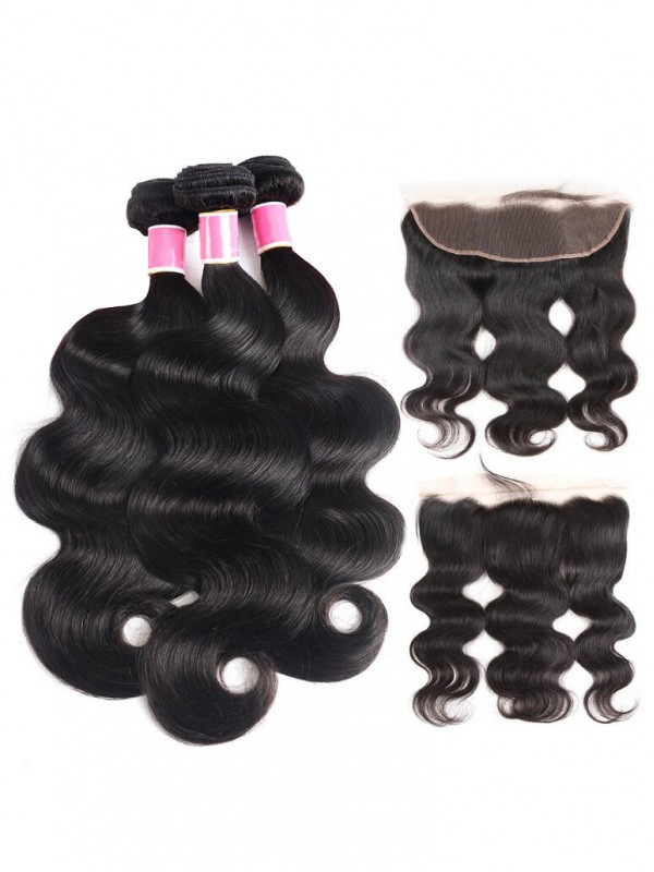 3pcs/packet Body Wave With 13*4 Lace Frontal Pearl Peruvian Hair