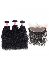 3pcs Kinky Curly with 13*4 Lace Frontal Indian Hair