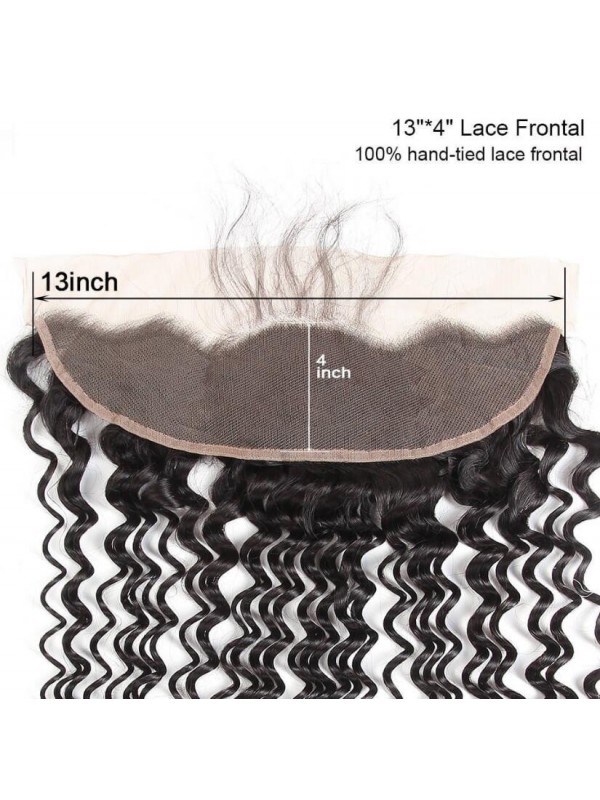 Indian Hair 3pcs Deep Wave With 13*4 Lace Frontal