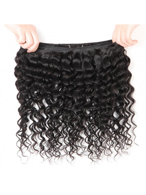 Indian Hair 3pcs Deep Wave With 13*4 Lace Frontal