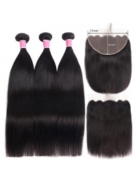 New Arrivial Hair 3 Bundles Straight Virgin Hair With 13x6 Lace Frotnal