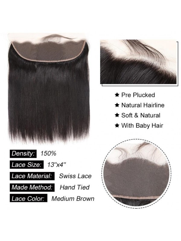 Unprocessed Brazilian Hair 4pcs Straight with 13*4 Frontal