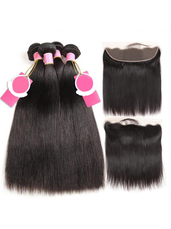 Unprocessed Brazilian Hair 4pcs Straight with 13*4 Frontal