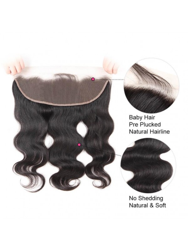 Peruvian Virgin Hair Body Wave 4 Bundles With 13x4 Lace Frontal