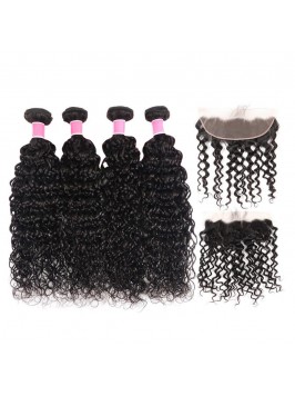 Malaysian Virgin Hair 4pcs Natural Wave with 13*4 ...