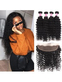 Malaysian VIrgin Hair 4pcs Deep Wave with 13*4 Lace Frontal