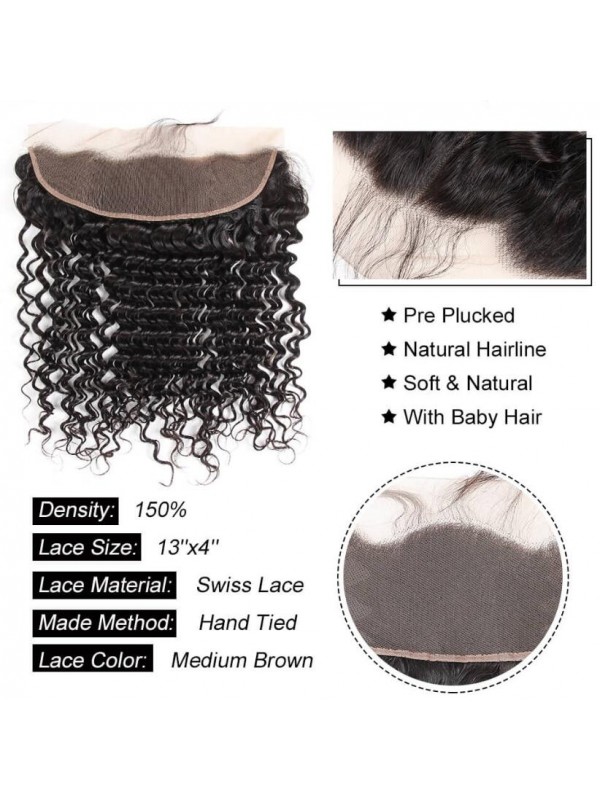 Malaysian VIrgin Hair 4pcs Deep Wave with 13*4 Lace Frontal