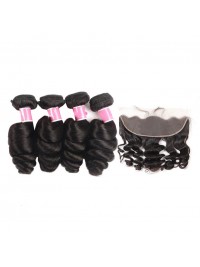 Malaysian Virgin Hair 4pcs Loose Wave with 13*4 Lace Frontal