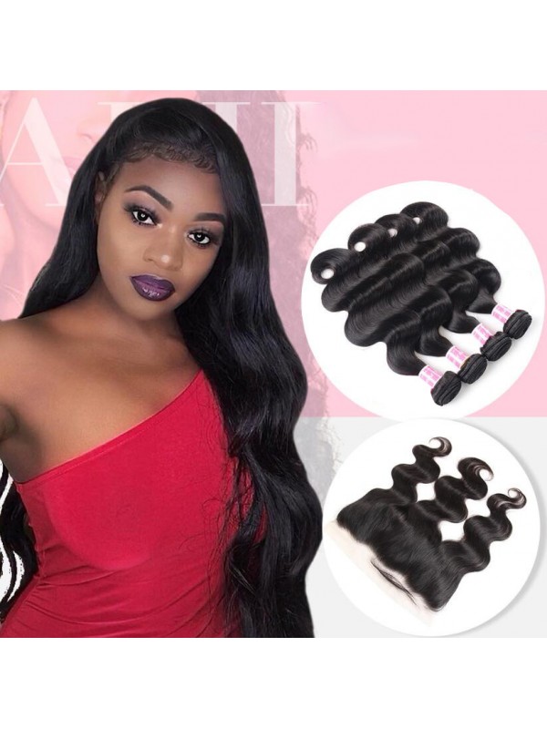 Malaysian Virgin Hair 4pcs Body Wave with 13*4 Lace Frontal