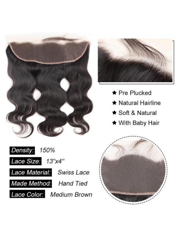 Malaysian Virgin Hair 4pcs Body Wave with 13*4 Lace Frontal