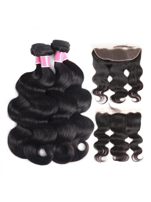 Malaysian Virgin Hair 4pcs Body Wave with 13*4 Lace Frontal
