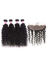 13x4 inch Frontal With 4pcs Natural Wave Peruvian Hair