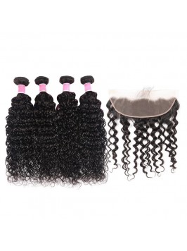 13x4 inch Frontal With 4pcs Natural Wave Peruvian ...