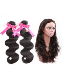 Brazilian 2 Bundles Body Wave Virgin Human Hair with 360 Lace Frontal