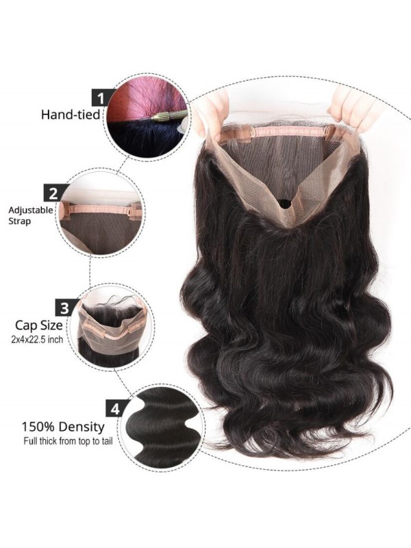 Brazilian 2 Bundles Body Wave Virgin Human Hair with 360 Lace Frontal