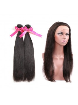 Brazilian 2 Bundles Straight Virgin Human Hair 360...
