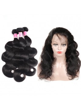 Body Wave Malaysian Virgin Hair 3 Bundles with 360...