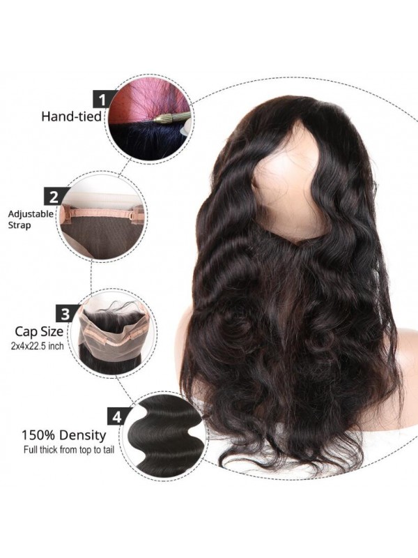 Body Wave Malaysian Virgin Hair 3 Bundles with 360 Frontal
