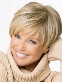 Blonde Boy Cut Capless Straight Short Remy Human Hair Wigs 6 Inches