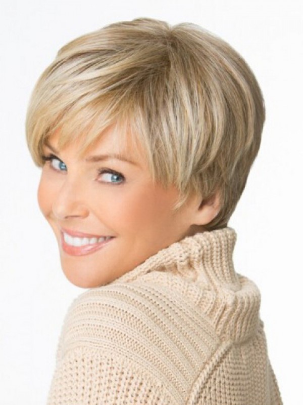 Blonde Boy Cut Capless Straight Short Remy Human Hair Wigs 6 Inches