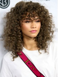 Long Deep Curly Capless Human Hair Wigs With Bangs