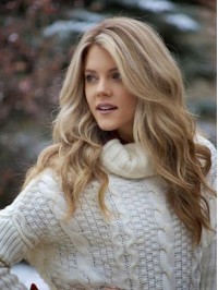 Blonde Long Wavy Lace Front Human Hair Wigs 20 Inches