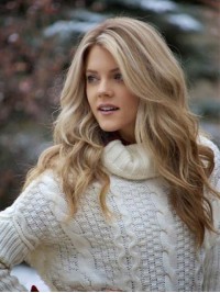 Blonde Long Wavy Lace Front Human Hair Wigs 20 Inches