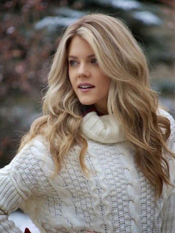 Blonde Long Wavy Lace Front Human Hair Wigs 20 Inches