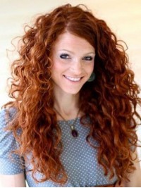 Long Capless Curly Human Hair Wigs 24 Inches With Side Bangs