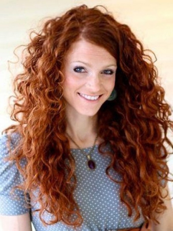 Long Capless Curly Human Hair Wigs 24 Inches With Side Bangs
