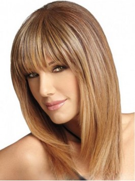 Medium Blonde Capless With Full Bang Human Hair Wi...