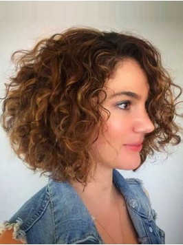 Big Volumn Bob Style Curly Human Hair Capless Wigs...