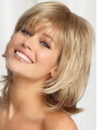 Blonde Medium Smooth Full Lace Remy Human Hair Wigs