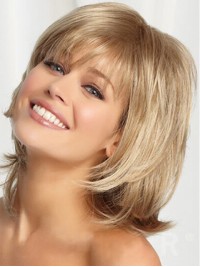 Blonde Medium Smooth Full Lace Remy Human Hair Wigs