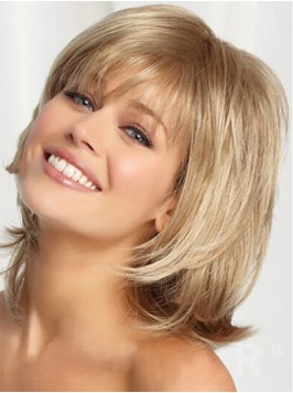 Blonde Medium Smooth Full Lace Remy Human Hair Wig...