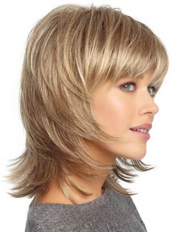 Blonde Medium Smooth Full Lace Remy Human Hair Wigs