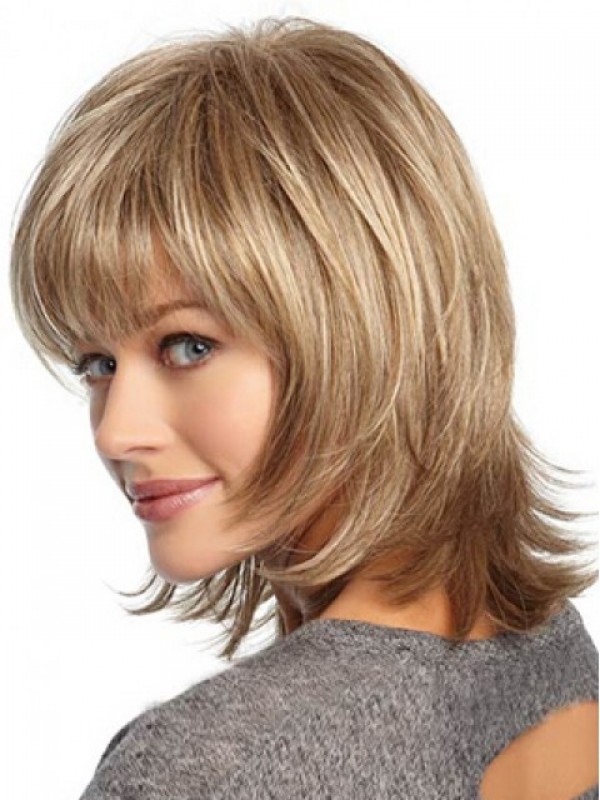 Blonde Medium Smooth Full Lace Remy Human Hair Wigs