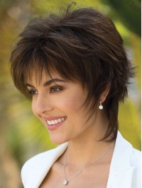 Short Layered Straight Human Hair Lace Front Wigs 10 Inches