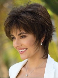 Short Layered Straight Human Hair Lace Front Wigs 10 Inches