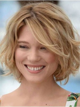 Fluffy Short Bob Hairstyle Human Hair Wavy Lace Fr...