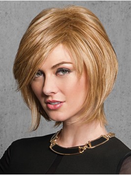 Capless Blonde Straight Remy Human Hair Wigs 8 Inc...