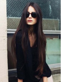 Central Parting Long Straight Lace Front Human Hair Wigs 28 Inches