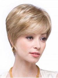 Blonde Boy Cut Capless Remy Human Hair Wigs 6 Inches