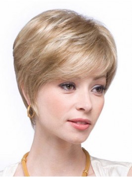 Blonde Boy Cut Capless Remy Human Hair Wigs 6 Inch...