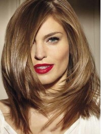 Straight Blonde Capless Remy Human Hair Wig With Side Bangs