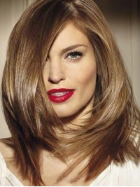 Straight Blonde Capless Remy Human Hair Wig With Side Bangs