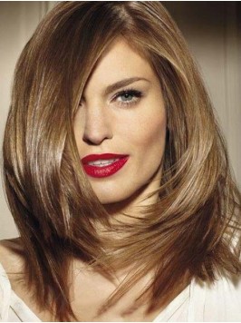 Straight Blonde Capless Remy Human Hair Wig With S...