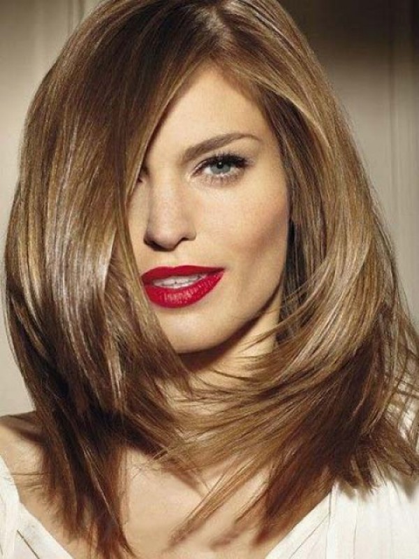 Straight Blonde Capless Remy Human Hair Wig With Side Bangs