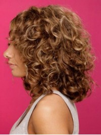 Brown Big Volumn Capless Curly Human Hair Wigs 16 Inches