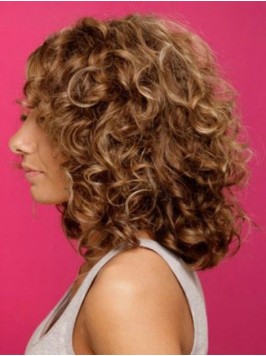 Brown Big Volumn Capless Curly Human Hair Wigs 16 ...